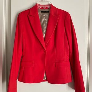 Tahari Vibrant Red Single-Button Notch Lapel Blazer